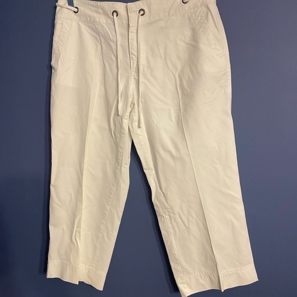 Old Navy Women’s White Low Rise Capris Pants Waist Tie Summer Casual Ankle 10. - Picture 2 of 7